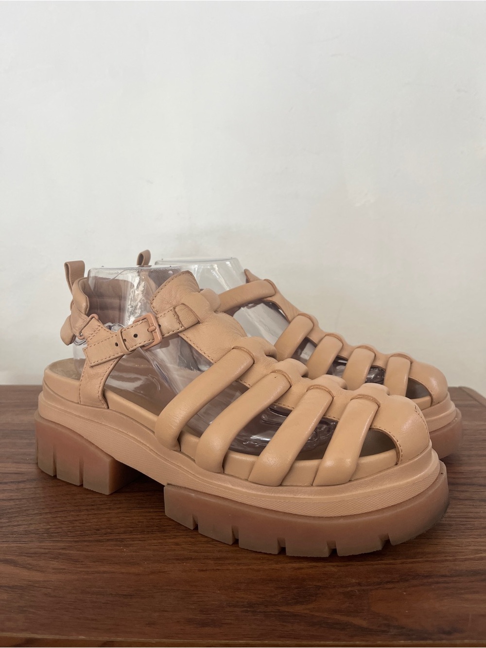 ASH Leather Shark Beige Fisherman Platform Sandals Neutrals Boho EU40 Lug Sole - Picture 6 of 8